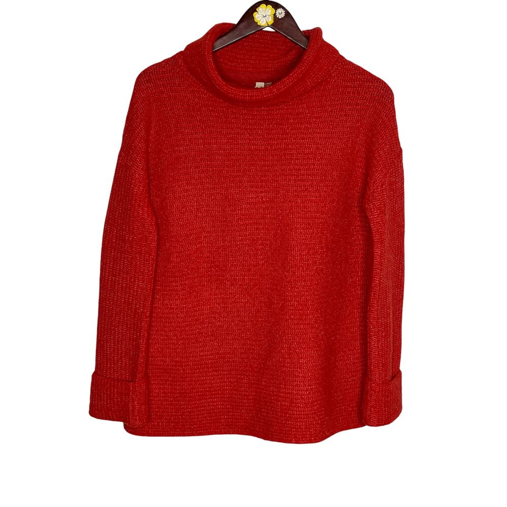 Anthropologie Pilcro Cowl Neck Sweater Womens XS Red Oversized Cuffed Sleeve - Picture 2 of 11
